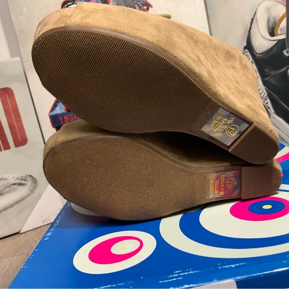 New Soda High Wedge Heel 5" Platform 2” Open Toe Shoes Taupe Women's Sz 6, 6.5 - Picture 9 of 10